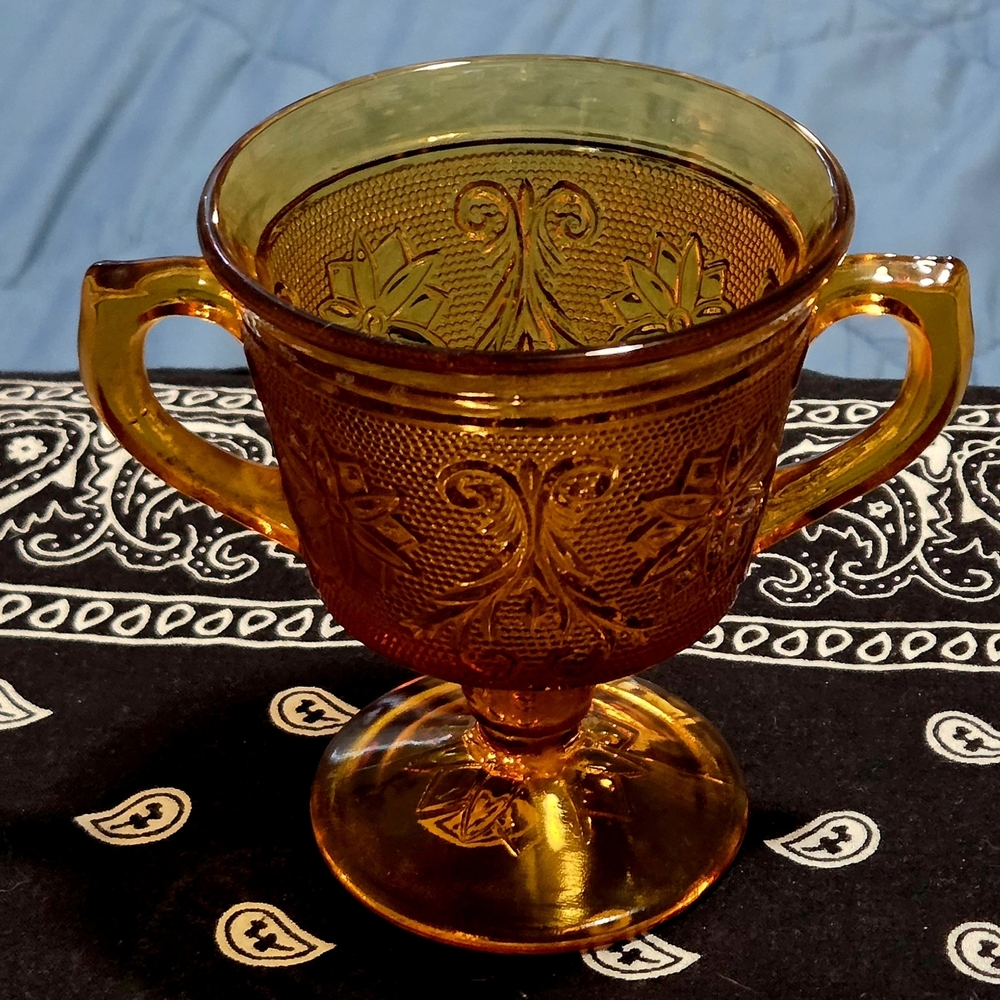 Tiara Amber Glass Pedestal Cup